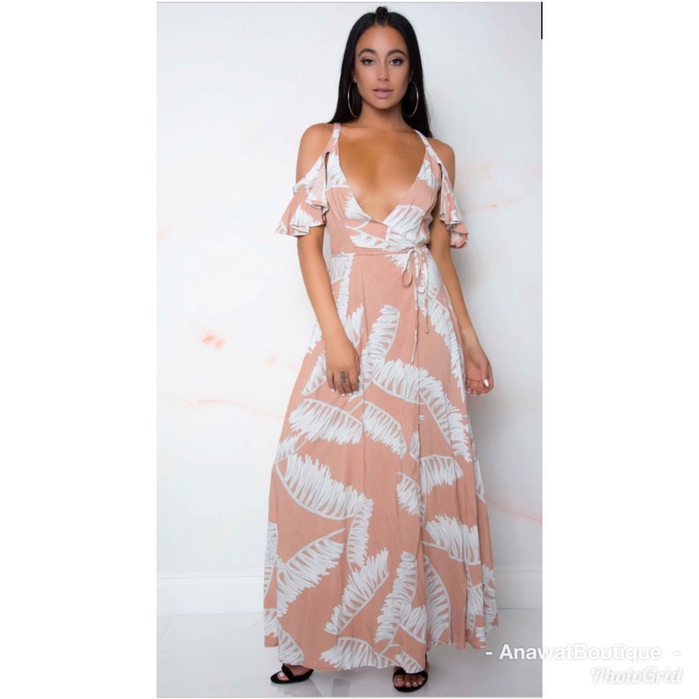 Madyson Floral Peach Wrap Dress - Picture 3 of 8